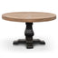 Natural Wooden Round Dining Table - Black Base