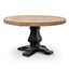 Natural Wooden Round Dining Table - Black Base