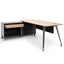 2m Left Return Office Desk - Natural - Black