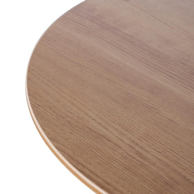 Round Office Meeting Table - Natural with Black Base