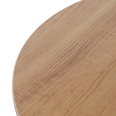 Round Office Meeting Table - Natural with Black Base