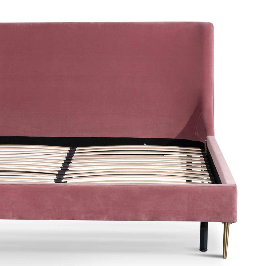 Queen Bed Frame - Blush Peach Velvet