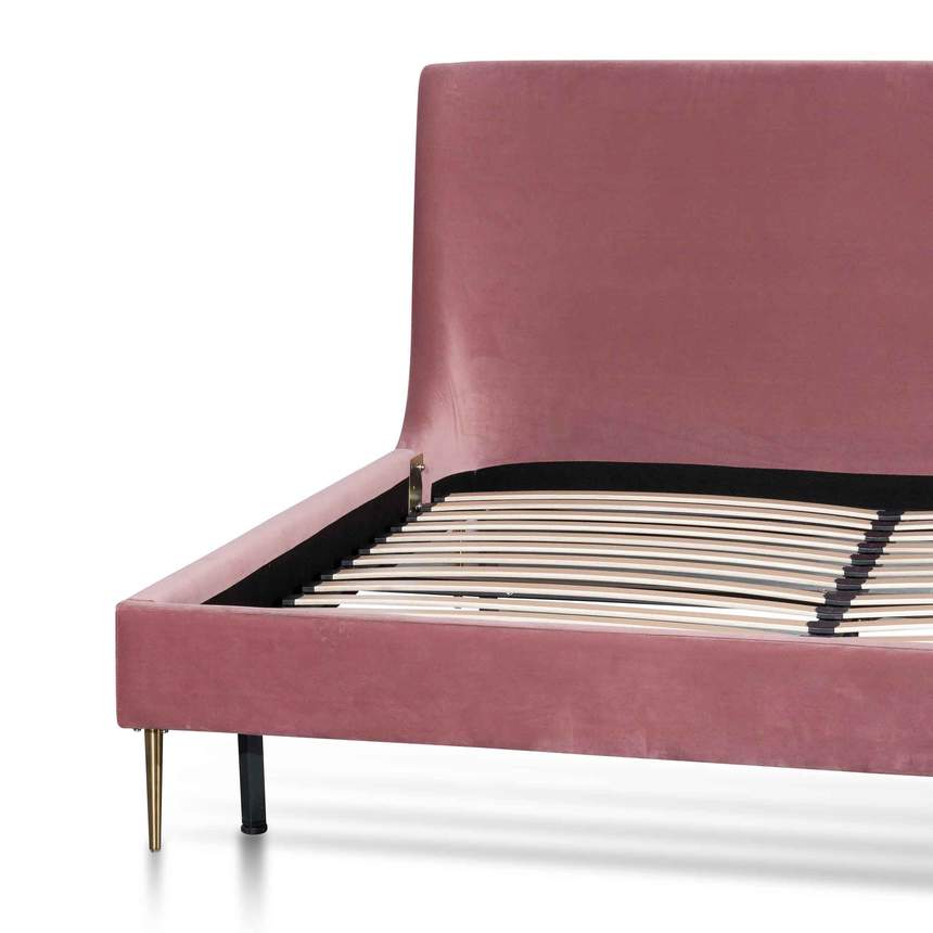 Queen Bed Frame - Blush Peach Velvet