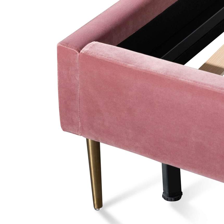 Queen Bed Frame - Blush Peach Velvet