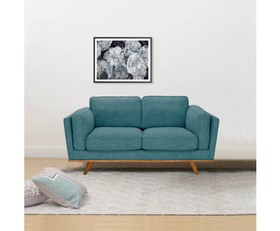 2 Seater Sofa Teal Fabric Lounge Set for Living Room Couch with Wooden Frame -