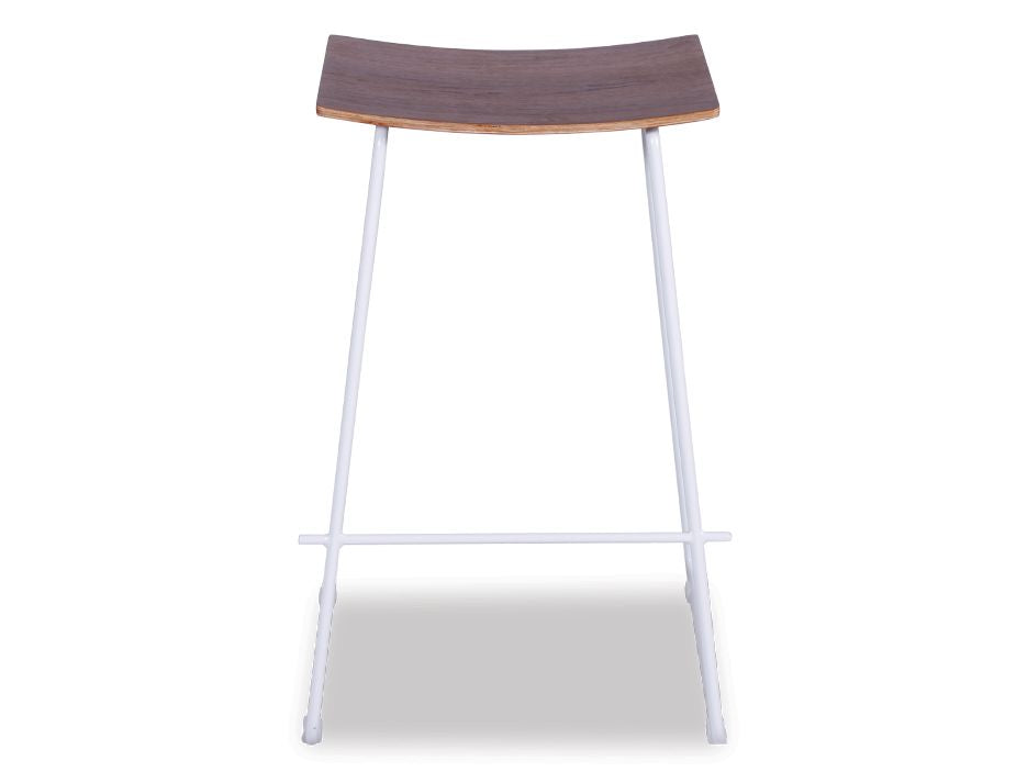 Hudson Stool - White - Walnut