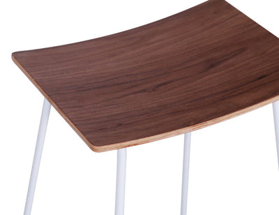 Hudson Stool - White - Walnut